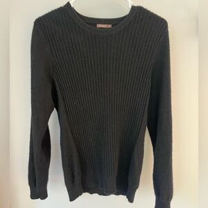 J. McLaughlin Womens Ribbed Black Crewneck Sweater with Gold buttons